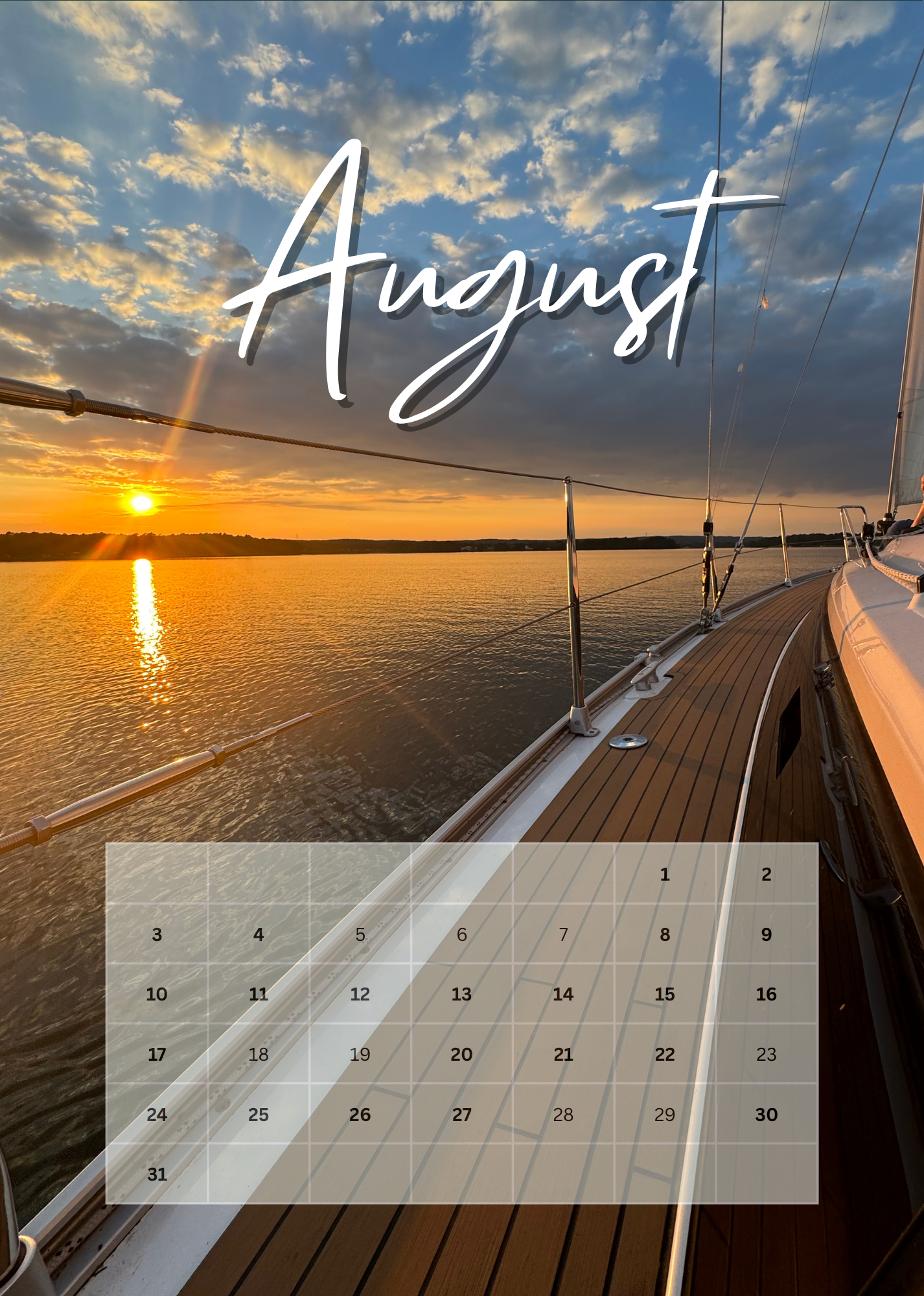 Wandkalender Segeln 2026